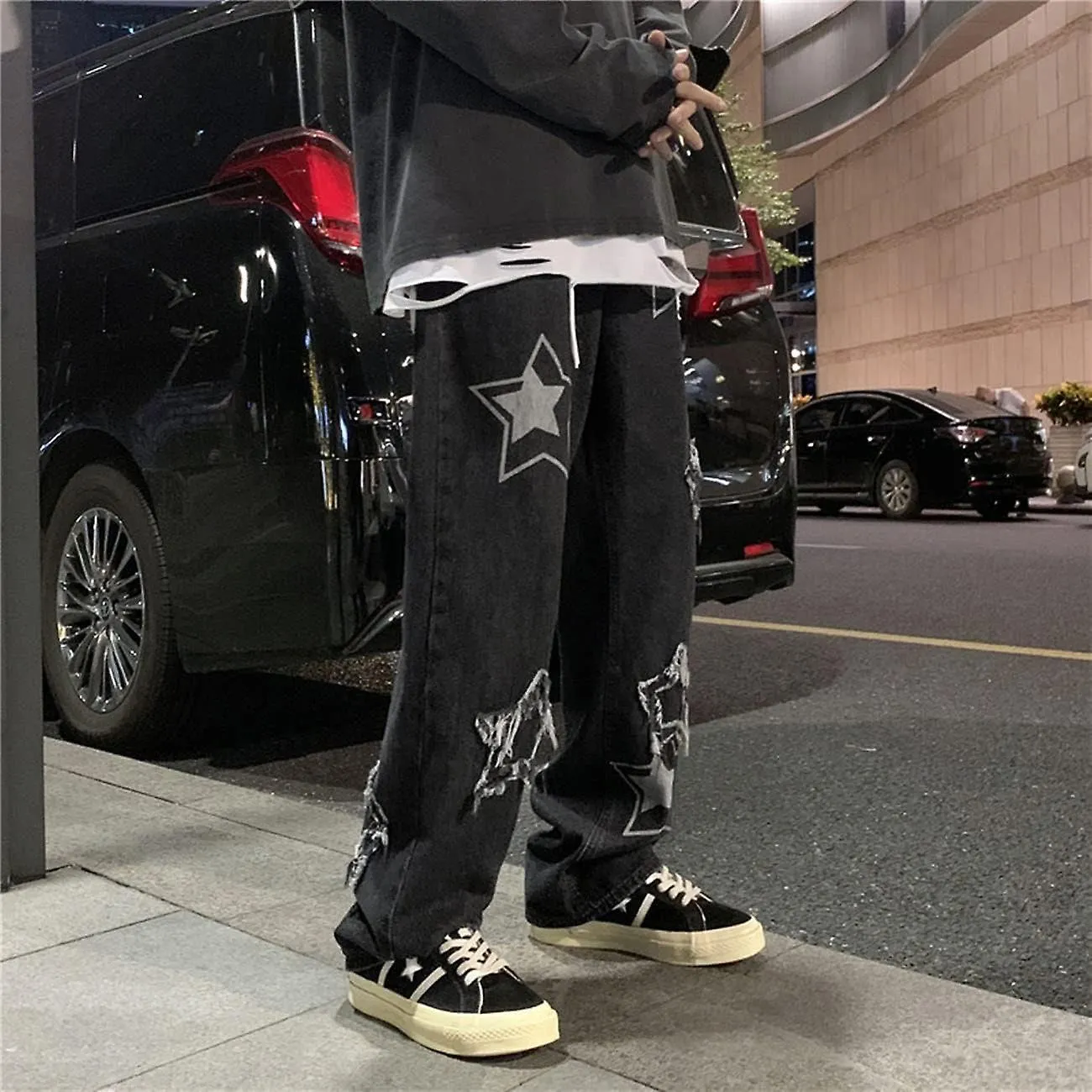 OTEEGX Y2K Jeans for Men Star Baggy Pants Vintage Y2k Aesthetic Streetwear Fashion Clothing Grunge