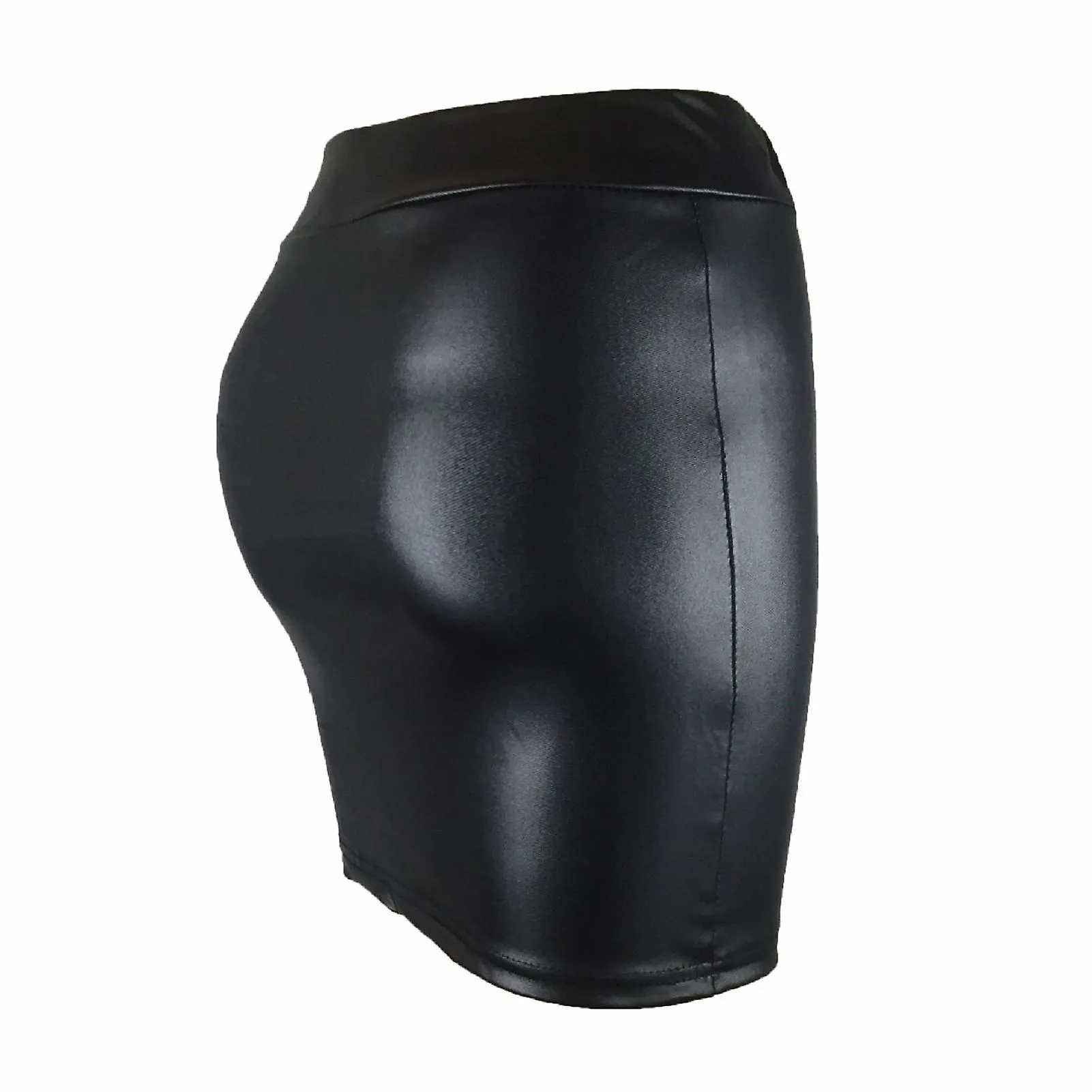 Women Mini Skirt Solid Color High Waist Slim Fit Skinny Matte Faux Leather Cozy Commuter Bodycon Skirt Streetwear